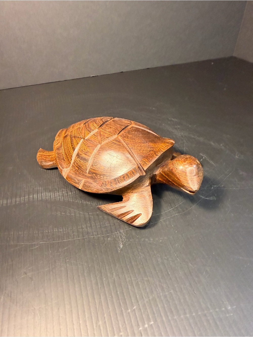 Hand-Carved Ironwood‎ Dark Brown Wooden Turtle Figurine - Decorative Accent